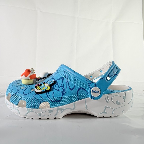 CROCS Shoes - Crocs Smurfs Classic Clog Blue White Adult Men 6 Women 8 Slip On Sandals New